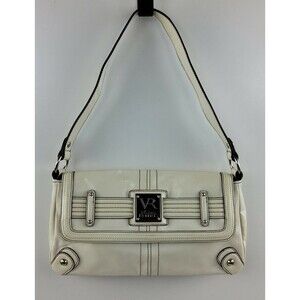 Victoria Roberts VR Shoulder Handbag Purse White Faux Patent